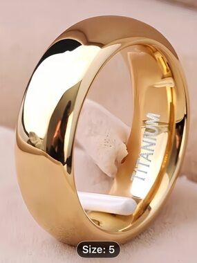 1pcs men/women modern Minimalist Titanium Gold High-Polish Dome Ring